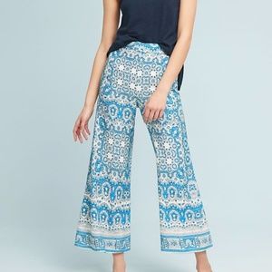 Anthropologie Feather Bone Talese Boho Print Wide Leg Pants size 10